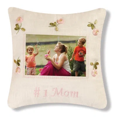 C & F Home Number 1 Mom Embroidered Picture Pillow In Green;beige;pink