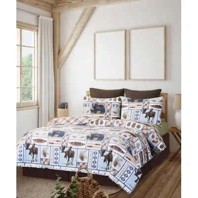 C & F Home Oaley Lodge Cotton Reversible Quilt Set In Brown,blue,gray