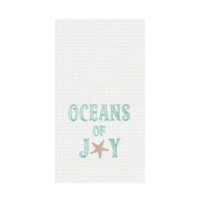 C & F Home C&f Home Oceans Of Joy Embroidered Coastal Christmas Towel In Blue