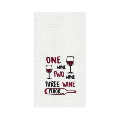 C & F Home C&f Home "one Wine Two Wine Three Wine" Waffle Weave Dishtowel In Multi