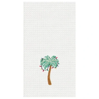 C & F Home C&f Home Palm Tree With Lights Waffle Weave Cotton Kitchen Towel In White