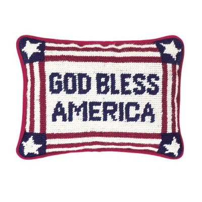C & F Home C&f Home Patriotic "god Bless America" Needlepoint Mini Accent Pillow, 6.5" X 9" In Blue