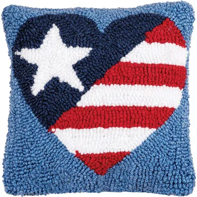 C & F Home C&f Home Patriotic Heart U.s.a. Flag Hooked Mini Accent Pillow, 8" X 8" In Multi