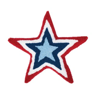 C & F Home C&f Home Patriotic Red White & Blue Star Shaped Hooked Accent Throw Pillow, 18" X 18" In Multi