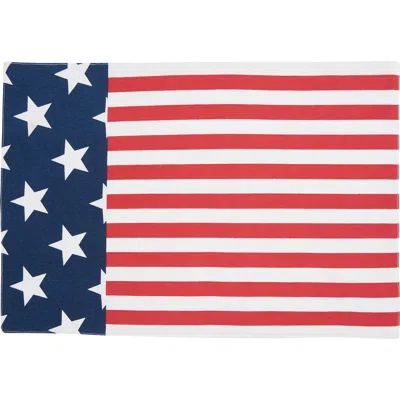 C & F Home C&f Home Patriotic Stars & Stripes American Flag Cotton Tabletop Placemats Set Of 6, 13" X 19" In Red