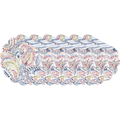 C & F Home C&f Home Payton Paisley Round Placemats Set Of 6, 17" In Blue