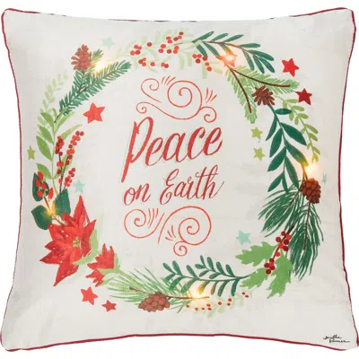 C & F Home C&f Home Peace On Earth Light-up Led Throw Pillow, 18" X 18" In White