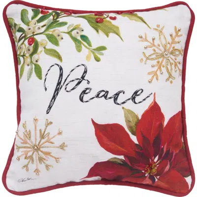C & F Home C&f Home Peace Poinsettia Small/petite Christmas Accent Pillow, 10" X 10" In Multi