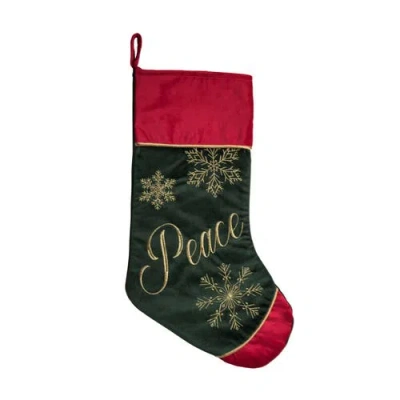 C & F Home C&f Home Peace Snowflake Stocking In Green
