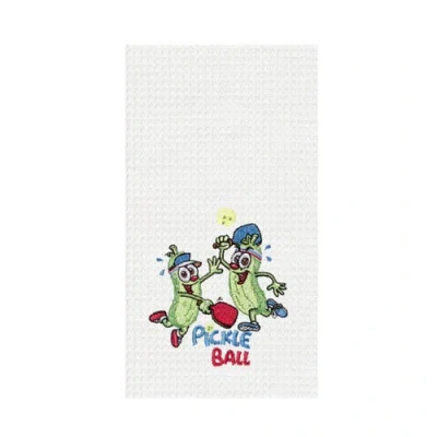 C & F Home C&f Home "pickle Ball" Waffle Weave Dishtowel In White