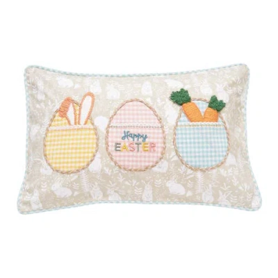 C & F Home C&f Home Plaid Egg Trio "happy Easter" Cotton Blend Mini Accent Pillow 14" X 22" In Multi