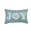 C & F Home C&f Home Plaid "joy" Holly Branch Sand Dollar Embroidered Pillow, 14" X 22" In Blue