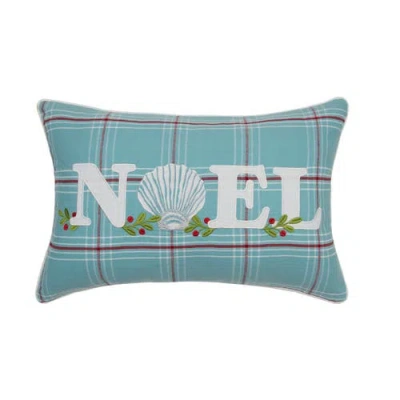 C & F Home C&f Home Plaid Noel Christmas Throw Pillow, 14" X 22" In Blue
