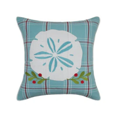 C & F Home C&f Home Plaid Sand Dollar Christmas Throw Pillow, 18" X 18" In Blue