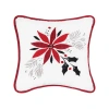 C & F Home C&f Home Poinsettia & Mistletoe Embroidered Small Christmas Accent Pillow, 8" X 8" In White