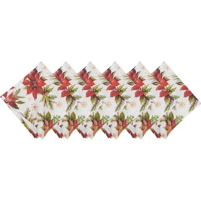 C & F Home C&f Home Poinsettia Christmas Napkins Set Of 6 In Red