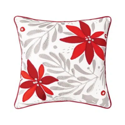 C & F Home C&f Home Poinsettia Christmas Printed & Embellished Throw Pillow In Multi