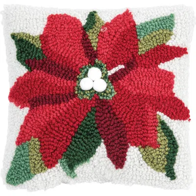 C & F Home C&f Home Poinsettia Christmas Small/petite Hooked Accent Pillow, 8" X 8" In Multi