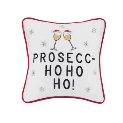 C & F Home C&f Home Prosecc-ho Ho Ho! Christmas Pillow, 10" X 10" In White