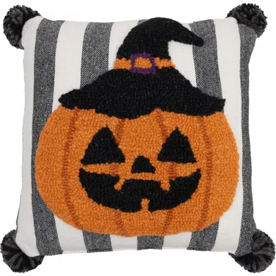 C & F Home C&f Home Pumpkin Head Halloween Mini Hooked Accent Pillow In Black