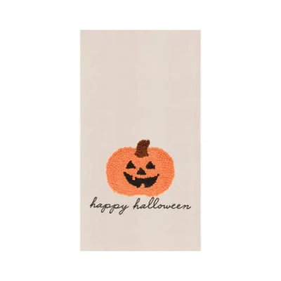 C & F Home C&f Home Pumpkin Jack O' Lantern French Knot Cotton Halloween Dishtowel In Neutral