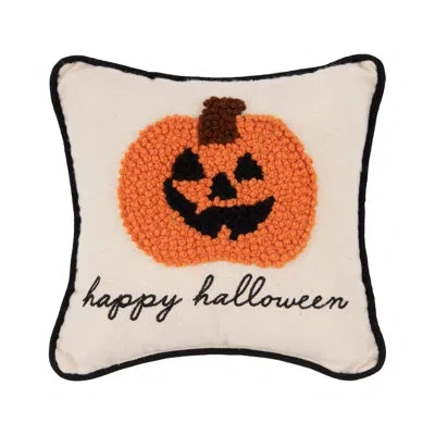 C & F Home Pumpkin Jack-o-lantern French Knot Halloween Throw Pillow In Black;orange