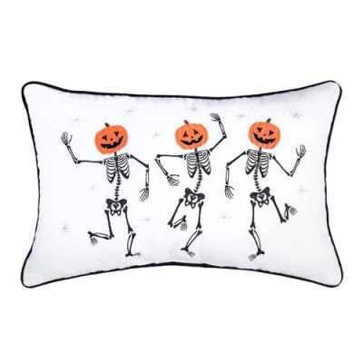 C & F Home C&f Home Pumpkin Skeletion Trio Throw Pillow, 14" X 22" In White