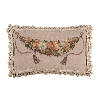 C & F Home Pumpkins & Fruit Petit Point Throw Pillow In Brown;orange