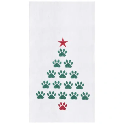 C & F Home C&f Home Puppy Dog Paws Christmas Tree Embroidered Flour Sack Kitchen Dishtowel In White
