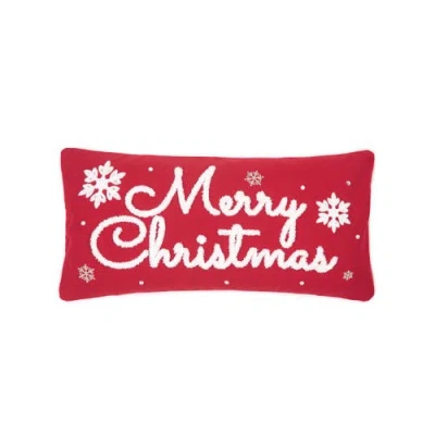 C & F Home C&f Home Red & White Christmas Embroidered Accent Pillow, 12" X 24"