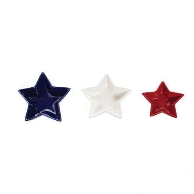 C & F Home C&f Home Red White & Blue Patriotic Star Shaped Set Of 3 Serving Dishes In Multi