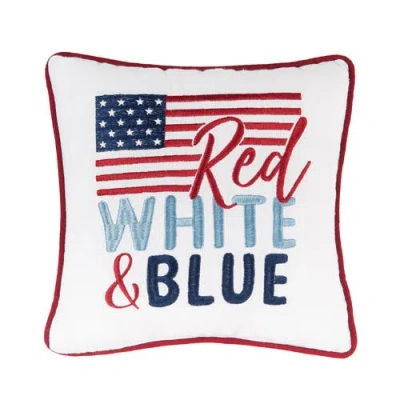 C & F Home C&f Home "red White & Blue" Usa Flag Mini Accent Pillow, 10" X 10"