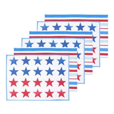 C & F Home C&f Home Red White & Pow Placemats Set Of 6, 14" X 20" In Blue