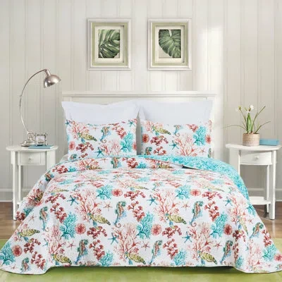 C & F Home Red/pink Cotton Reversible Quilt In Red,pink