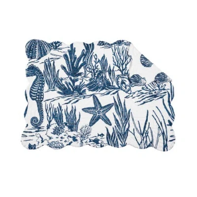 C & F Home C&f Home Reef Shores Placemats Set Of 6, 13" X 19" In Blue