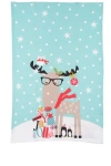 C & F Home C&f Home Reindeer & Friends Printed Flour Sack Kitchen Towel Dishtowel In Blue