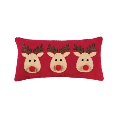 C & F Home C&f Home Reindeer Games Applique Christmas Holiday Small/petite Accent Pillow, 10" X 20" In Red