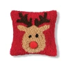 C & F Home C&f Home Reindeer Games With Red Nose Petite Hooked Accent Pillow, 8" X 8" In Red