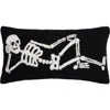 C & F Home C&f Home Relaxed Pose Skeleton Halloween Hooked Accent Pillow 12" X 24" In Black