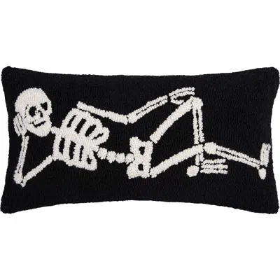 C & F Home C&f Home Relaxed Pose Skeleton Halloween Hooked Accent Pillow 12" X 24" In Black