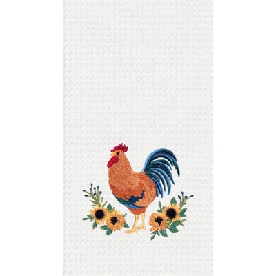 C & F Home C&f Home Rooster Sunflower Kitchen And Bathroom Embroidered Waffle Hand Towel In Multi