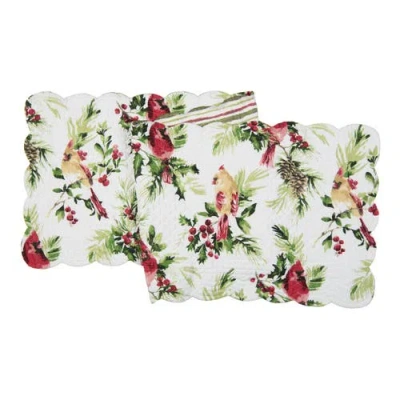 C & F Home C&f Home Rosalind Cardinal Botanical Pine Berry Quilt Runner 14" X 51" In Multi