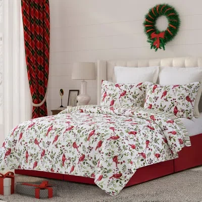 C & F Home Rosalind Cardinal Reversible 3-piece Quilt Bedding Set In Red