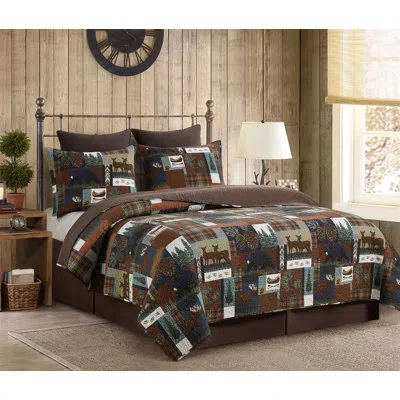 C & F Home Rutherford Breeze 2 Piece Quilt Set Cotton Reversible Lightweight Bedspread Coverlet In Black;brown;white