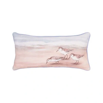 C & F Home C&f Home Sandpiper Coastal Shores Graphic Print Piped Throw Pillow, 12" X 24" In Pink