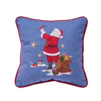C & F Home C&f Home Santa And Cardinal Christmas Throw Pillow, 10" X 10" In Blue