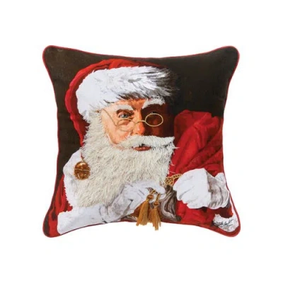 C & F Home C&f Home Santa Claus With Toys Printed And Embroidered Christmas Throw Pillow, 18" X 18" In Black