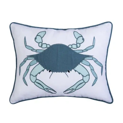 C & F Home C&f Home Sea Glass Crab Embroidered Piped Throw Pillow, 14" X 18" In Blue