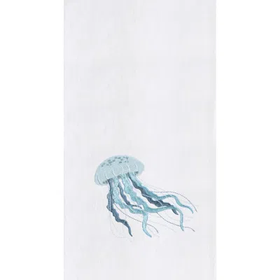 C & F Home C&f Home Sea Glass Jellyfish Kitchen And Bathroom Embroidered Hand Towel In Blue