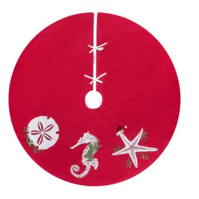 C & F Home C&f Home Sea Life Christmas Tree Skirt In Red